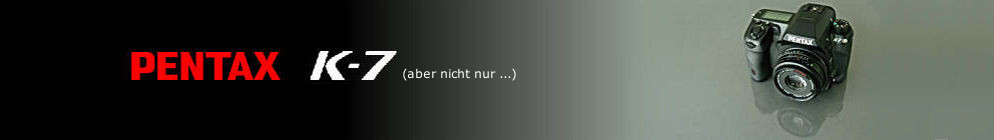 Banner Pentax K7 (aber nicht nur ...) mit Abbildung der K7 und 1.9/43mm Limited und Spiegelung